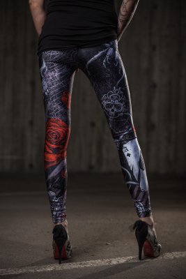 Grey skull leggings - Cuts And Stitches