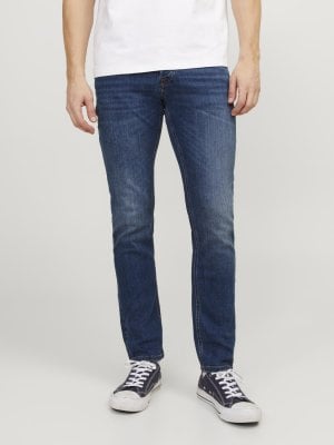 Mörkblå stright fit jeans herr 1