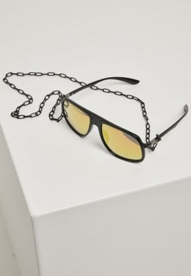 Solglasögon med gult glas och kedja