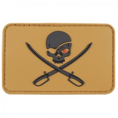 Skull with Swords PVC patch coyote tan