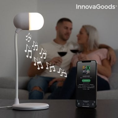 LED-lampa med högtalare och trådlös laddare  vin