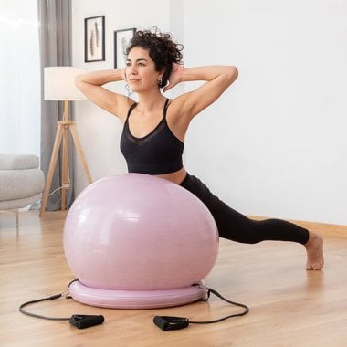 Yogaboll med stabilitetsring och motståndsband 0