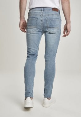 Blå slitna slim fit jeans herr 2