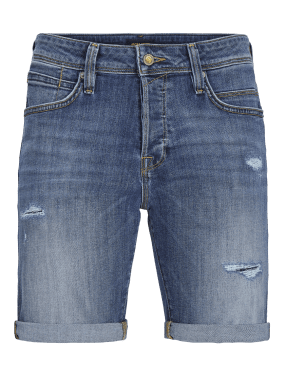 Blå jeansshorts med strech och slitningar herr 2