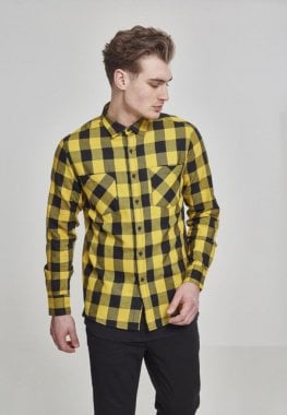 Flanellskjorta svart/gul 116