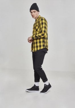 Flanellskjorta svart/gul 120