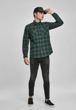 Rutig bomullsskjorta mörkgrön/svart  13