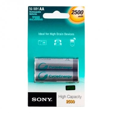 Uppladdningsbara batterier Sony Ni-MH AA 2500 mA 1,2 V (2-pack) 0