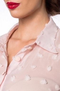 Genomskinlig vintage skjorta dam rosa krage