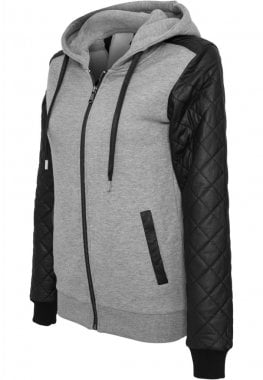 Grå Diamond zip hoodie med läderdetaljer