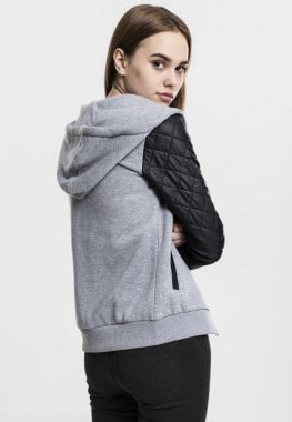 Grå Diamond zip hoodie med läderdetaljer rygg