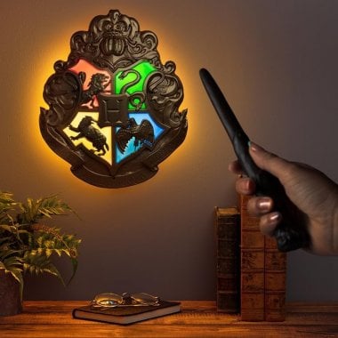 Hogwarts Crest - Harry Potter - lampa med trollstav 0