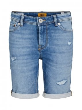 Ljusblå jeansshorts med slitningar - barn