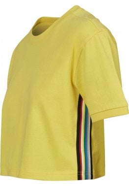 Kort t-shirt med rand dam gul sida