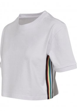 Kort t-shirt med rand dam vit sida