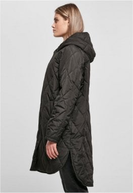 Ladies Oversized Diamond Quilted Hooded Coat 2