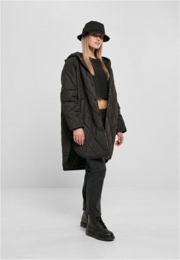 Ladies Oversized Diamond Quilted Hooded Coat 4