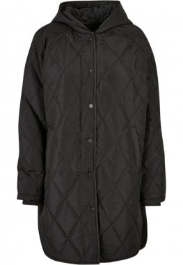 Ladies Oversized Diamond Quilted Hooded Coat 5