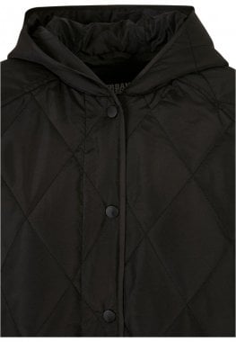 Ladies Oversized Diamond Quilted Hooded Coat 7