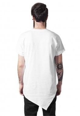 Lång t-shirt herr asymetrisk vit bak