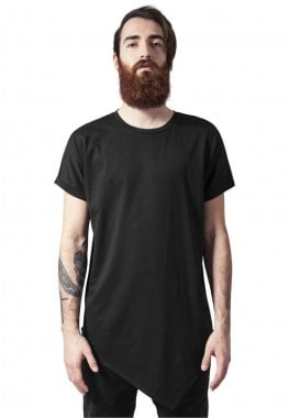 Lång t-shirt herr asymetrisk svart fram