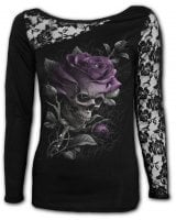 Top med skull and rose lila