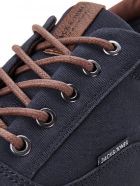 Marinblå sneakers med bruna detaljer 5