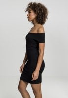 Ribbad Off Shoulder klänning svart 2