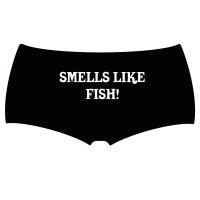 Hotpants med trycket smells like fish.