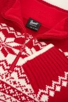 Stickad pullover med lusemönster - röd/vit 3