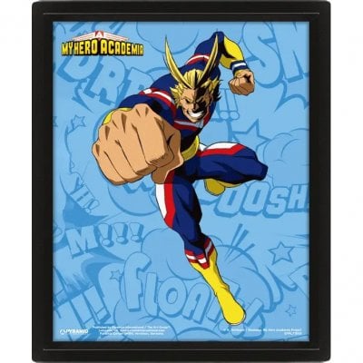 All might - My Hero Academia - 3D poster med ram