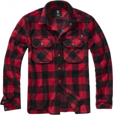 Lumber skjortjacka i fleece - röd/svart