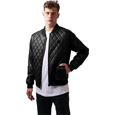 Diamond Quilt Leather Imitation Jacket svart