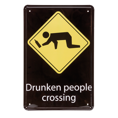 Drunken people crossing metalltavla