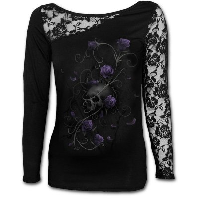 Entwined Skull lace one shoulder top