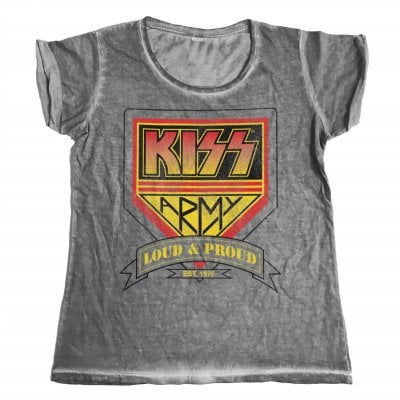 KISS ARMY - Loud & Proud Distressed Logo Urban Tjej T-shirt 1