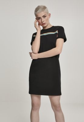 Kort svart klänning med färgrand