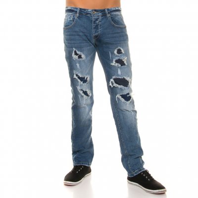 Ljusblå jeans med slitningar