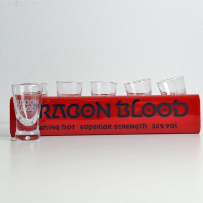 Dragon Blood Shotglasbricka + 12 st shotglas