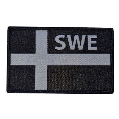 Svensk flagga tygpatch svart/grå - SWE 0