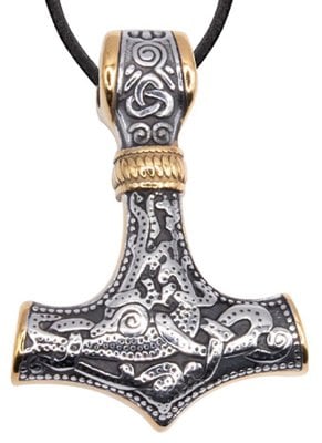 Tors hammare halsband med guld- och silverfärg