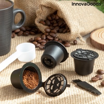 Uppsättning med 3 återanvändbara kaffekapslar för Nespresso